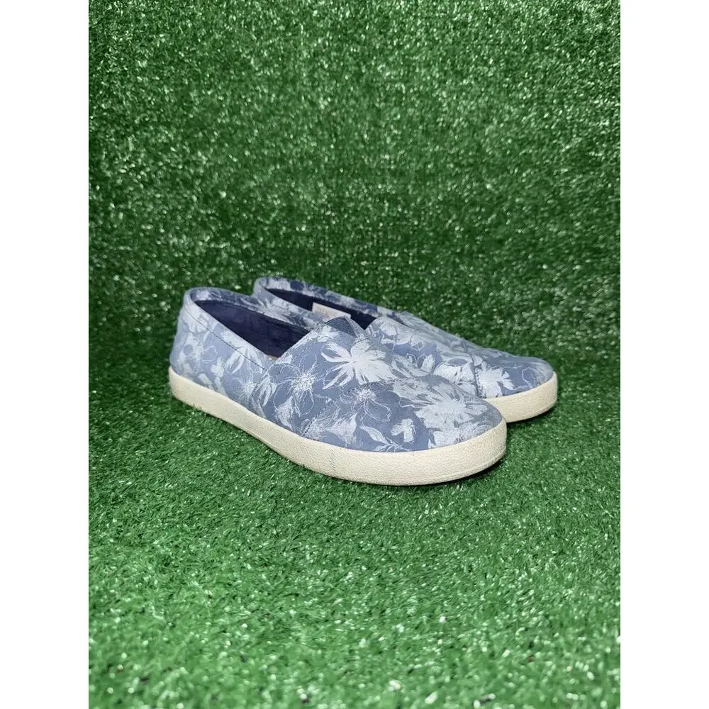 TOMS Womens Avalon Blue Floral Slip On Shoe Casual Comfy Low Top Sneakers Size 7
